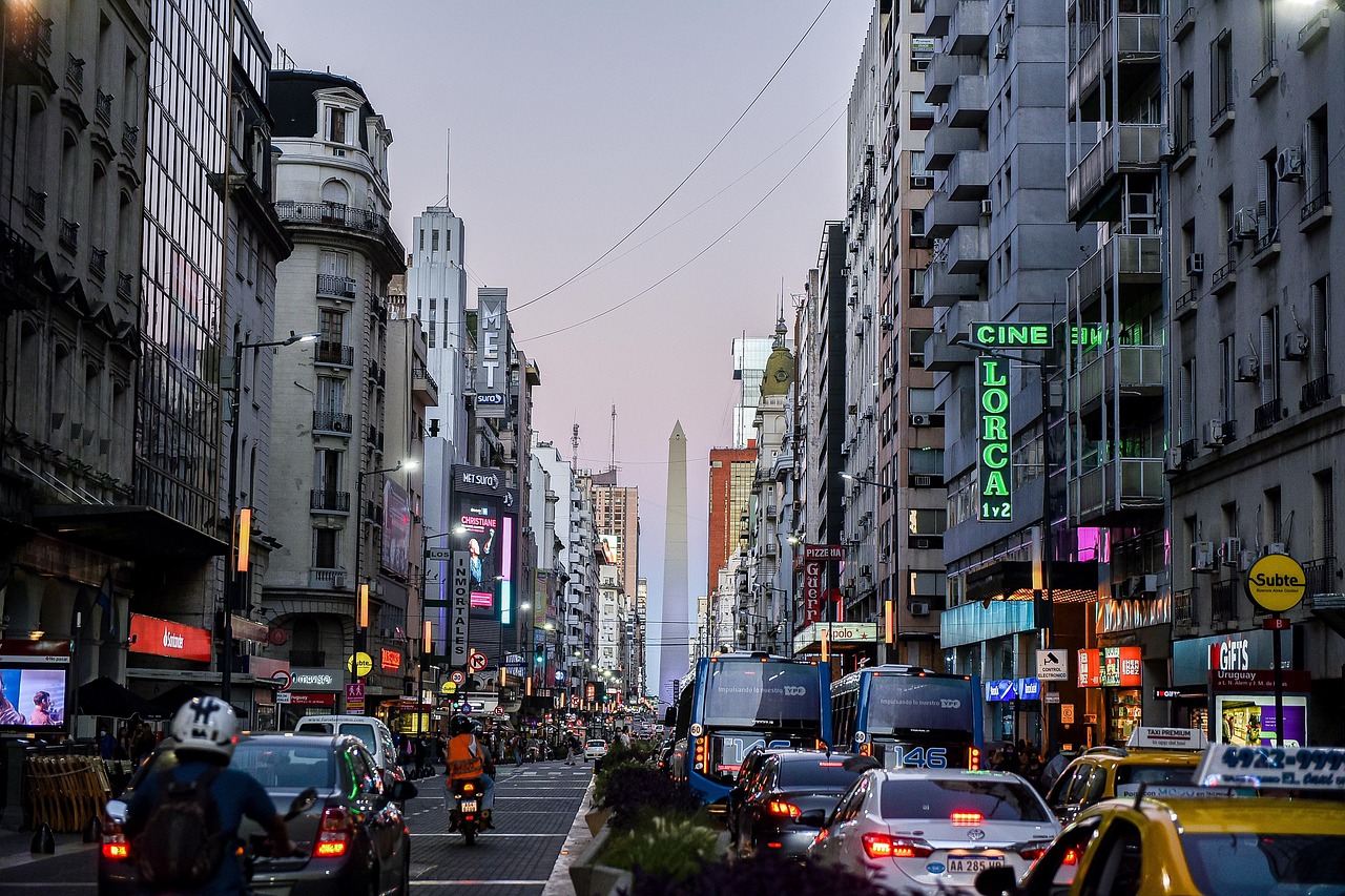 Wide avenue traffic in Buenos Aires