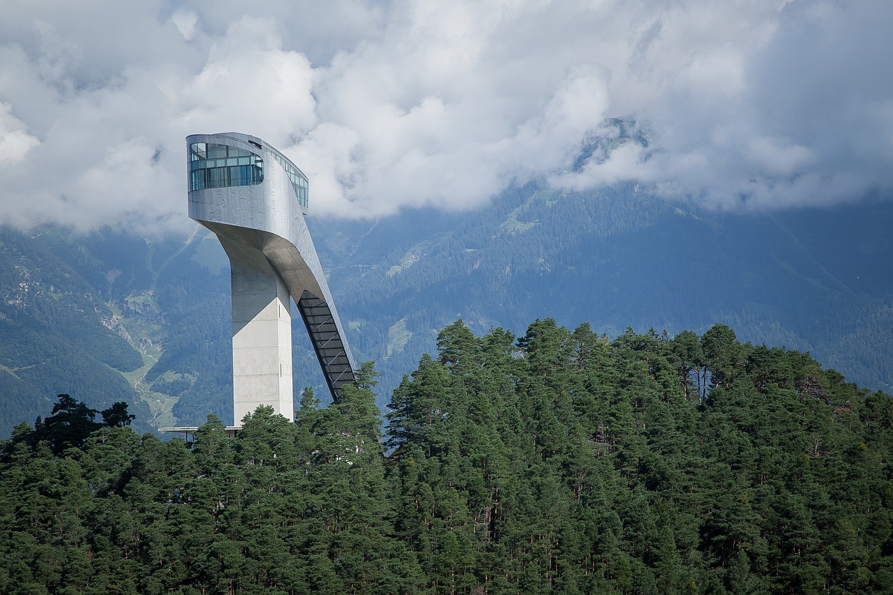 Innsbruck Bergisel ski jump and city view