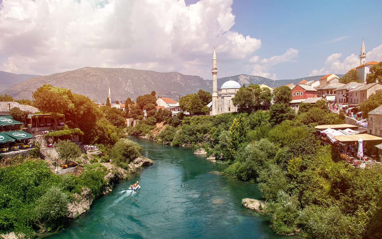 Koski Mehmed Pasha Mosque and view over Mostar