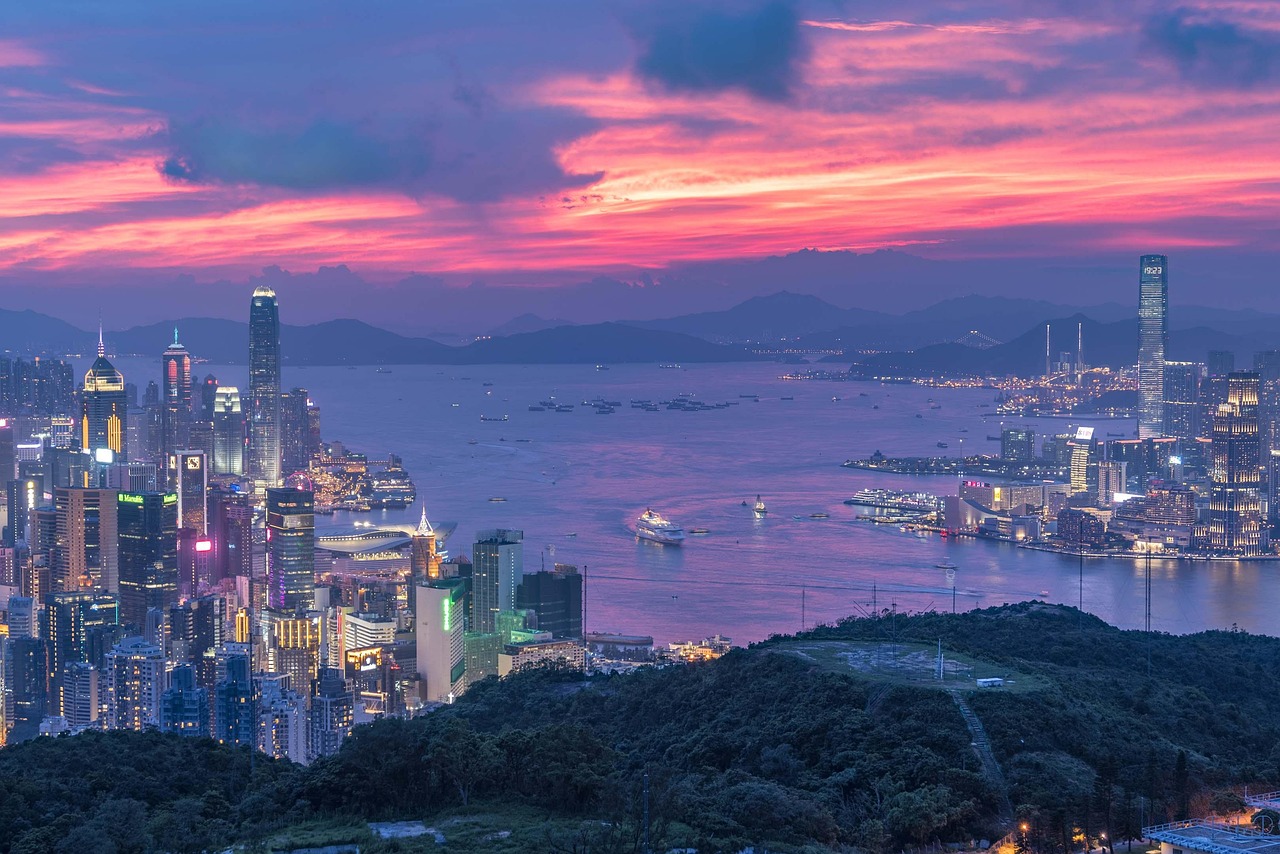 Victoria Harbour sunset Hong Kong