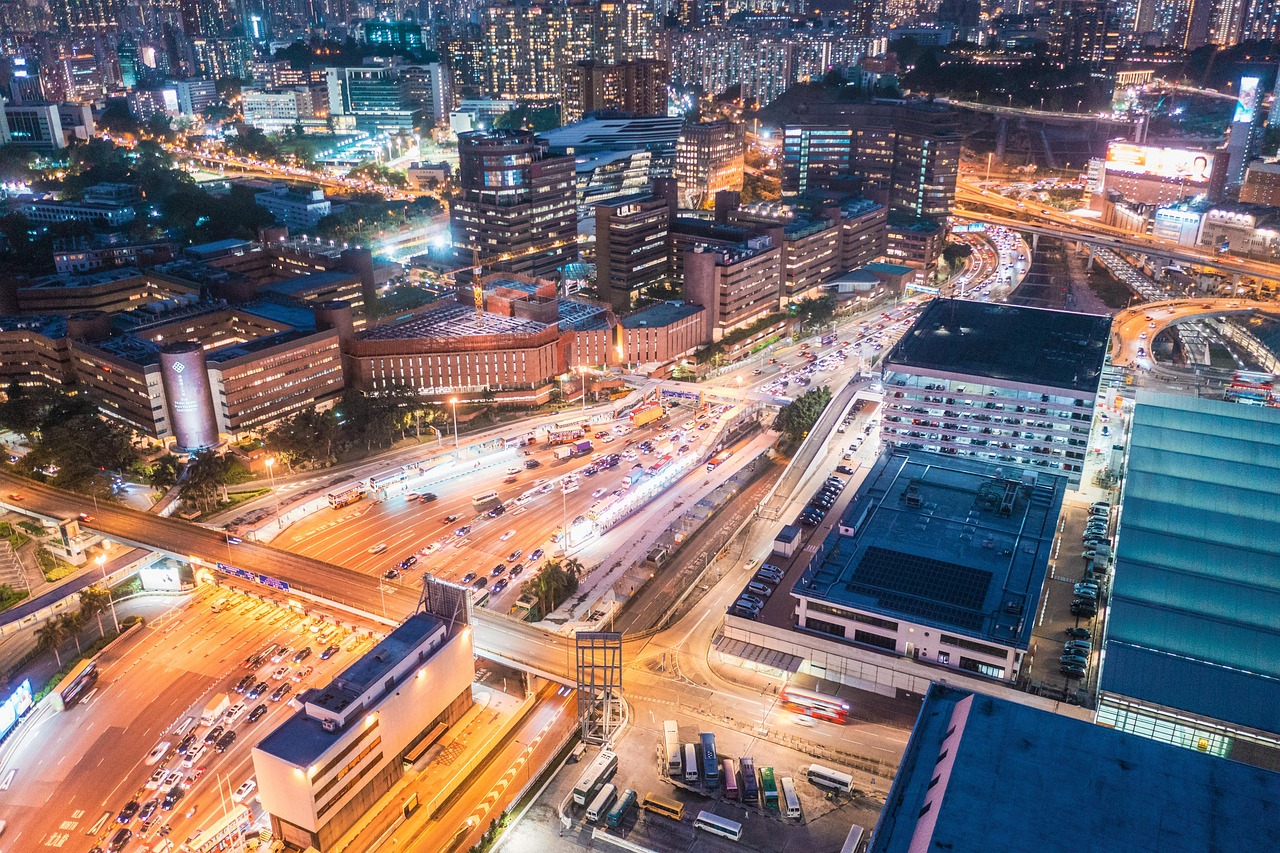 Kowloon streets at night Hong Kong