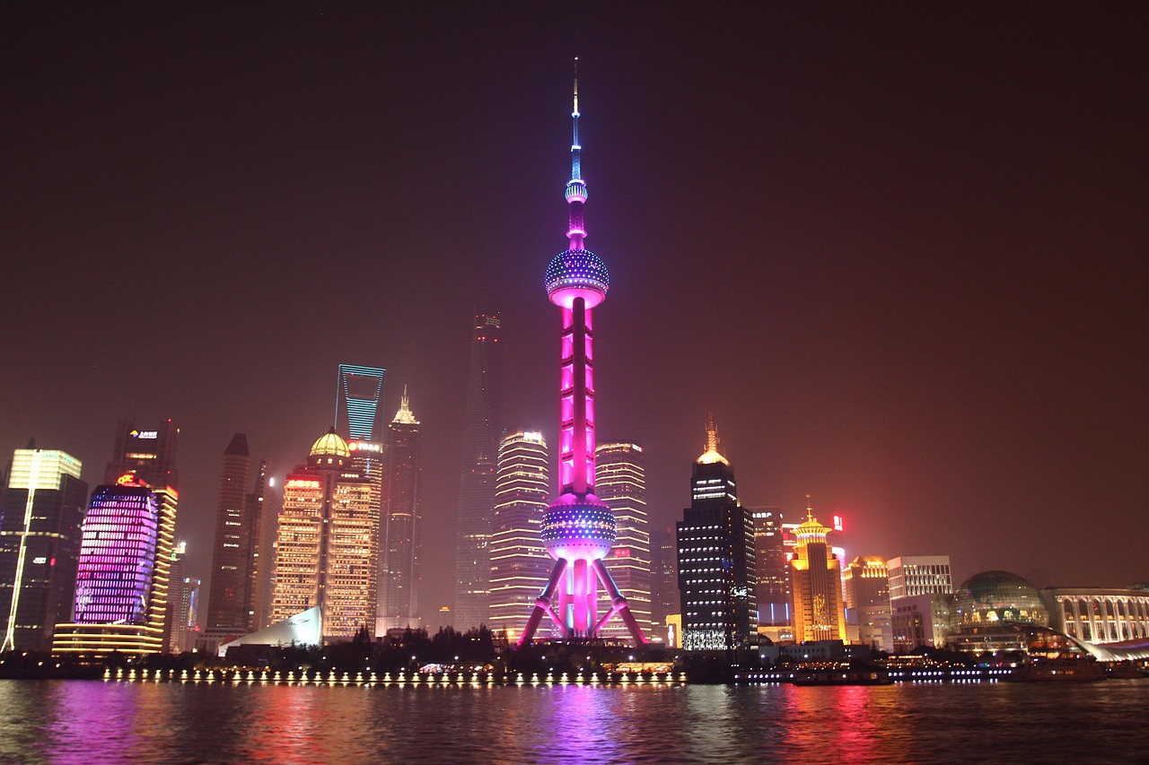 Oriental Pearl Tower at night in Shanghai