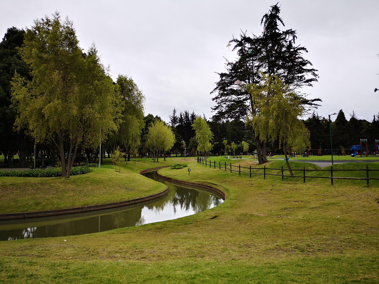 Green area of Simon Bolivar Park in Bogota