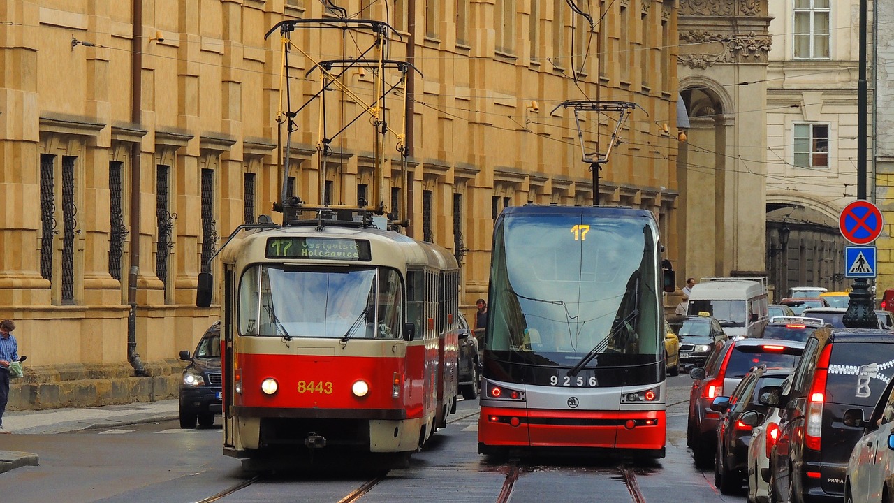 Tram on a street in Prague