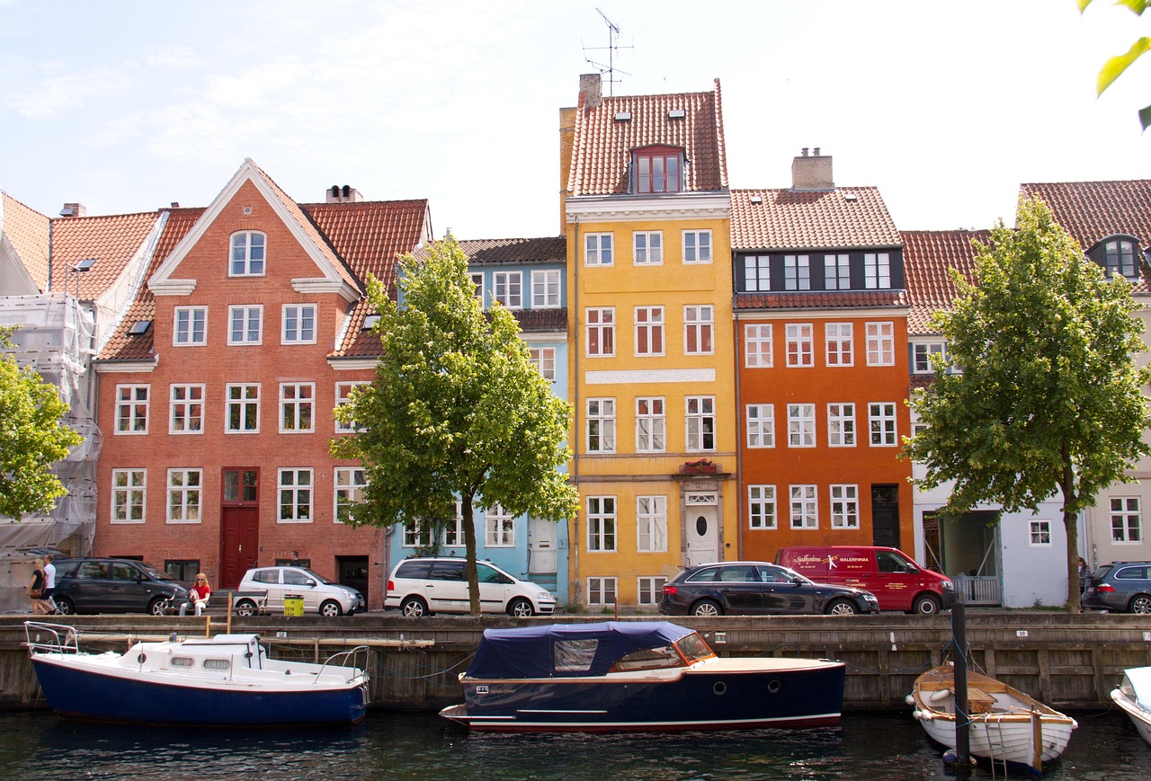 Canals and boats of Christianshavn in Copenhagen