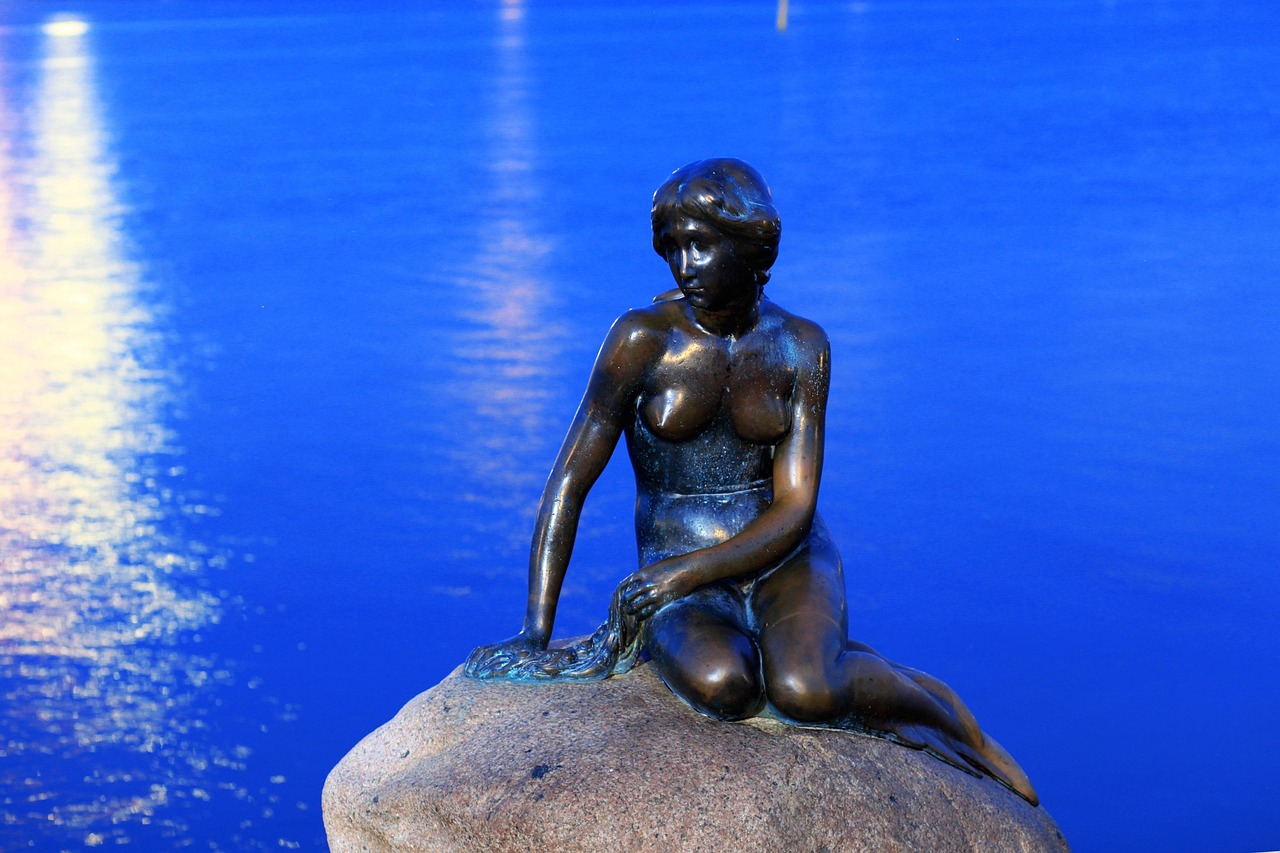 The Little Mermaid statue in Copenhagen harbor