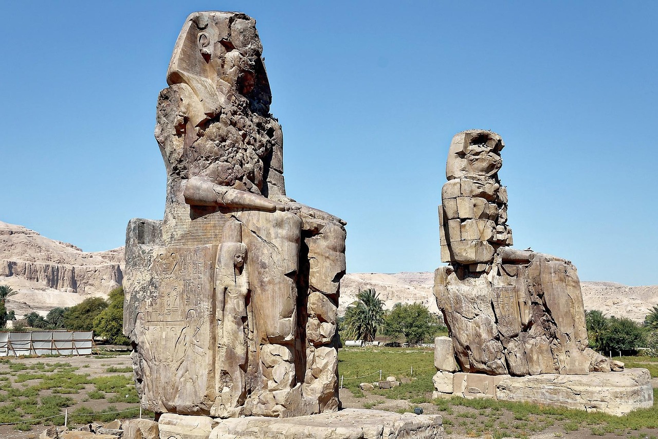 Colossi of Memnon statues in Luxor Egypt