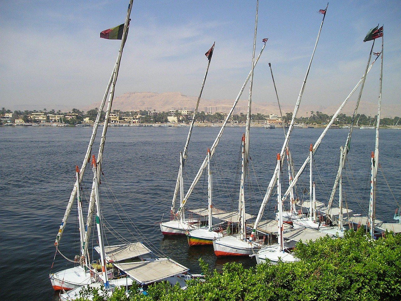 Felucca sailing on the Nile in Luxor Egypt