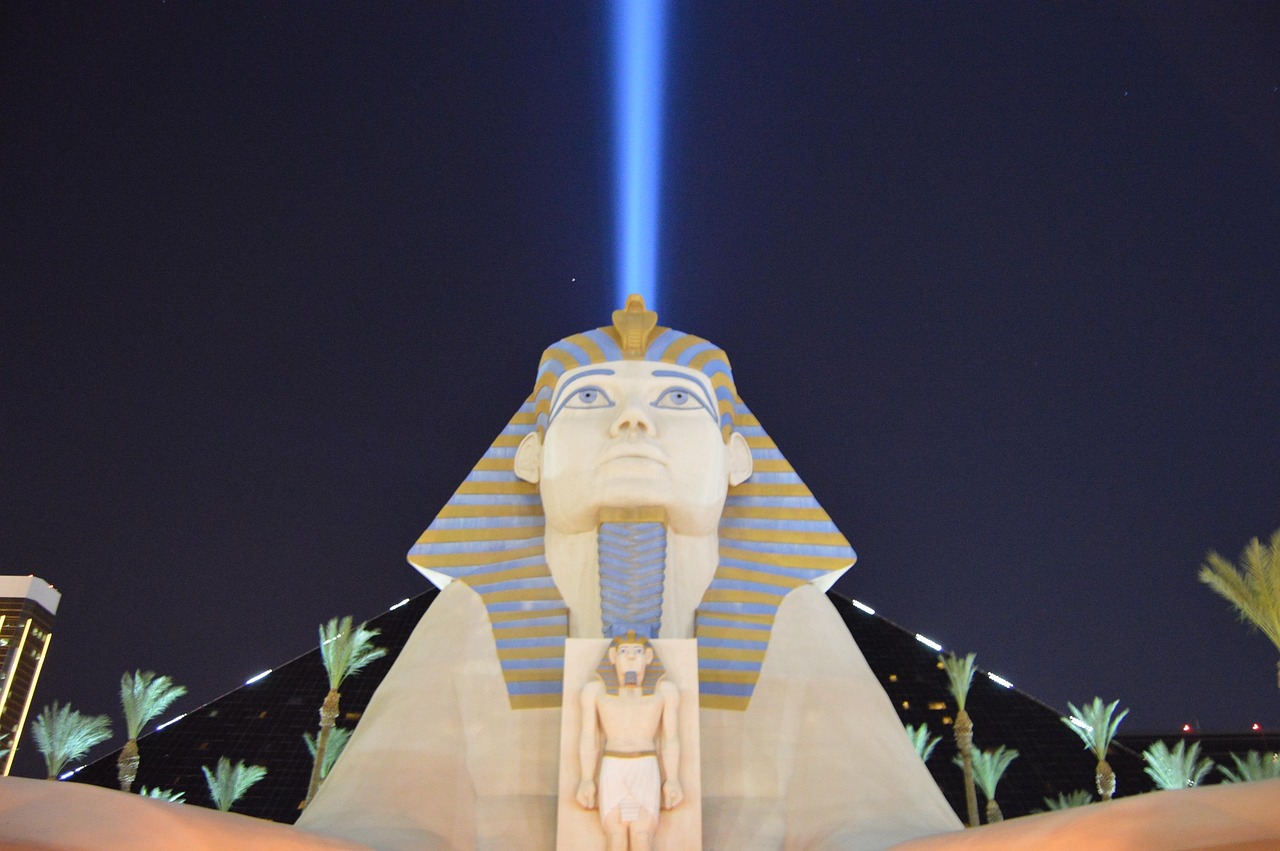 Nighttime view of Luxor Nile and lights