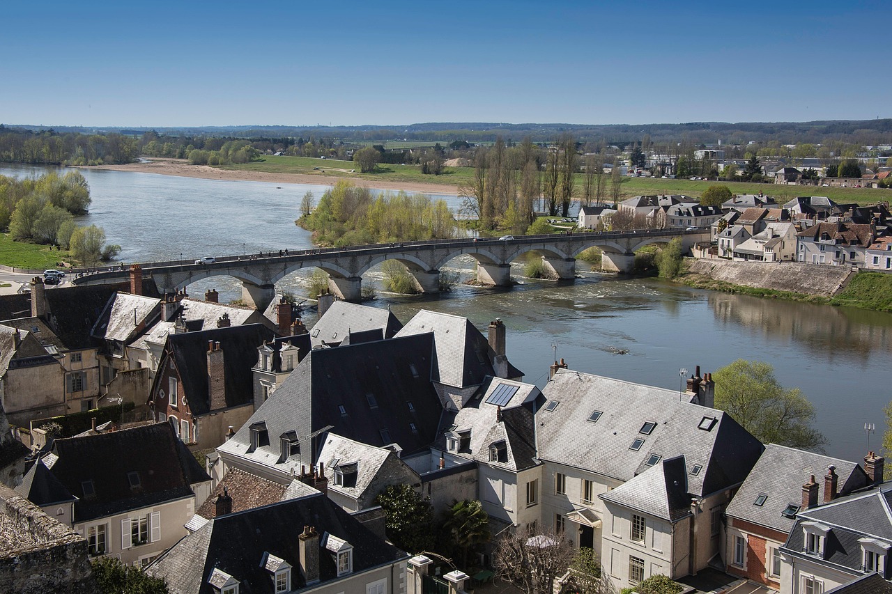 Bridge over the Loire River in Amboise at sunset