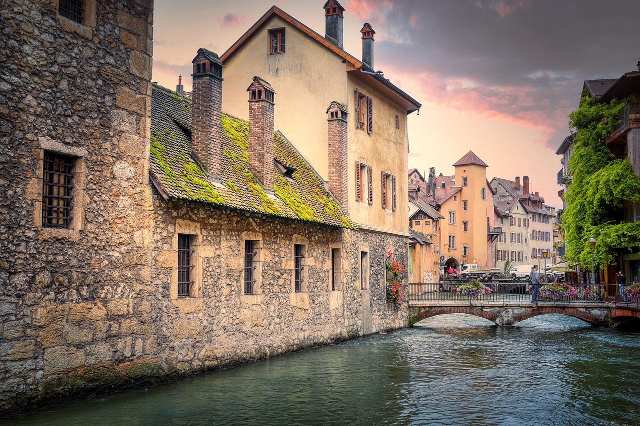 Annecy old town canals and colorful houses