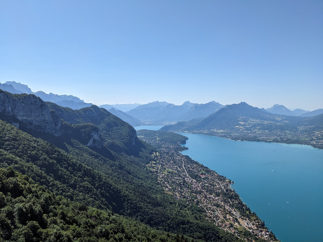 Annecy lake and mountain skyline