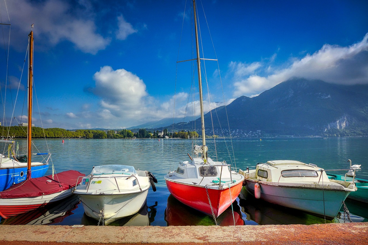 Lake Annecy with mountains and turquoise water