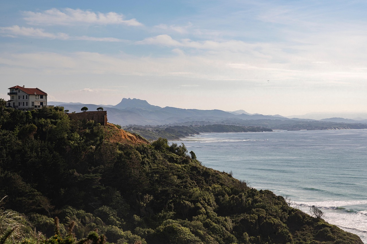 Biarritz coastline at sunset