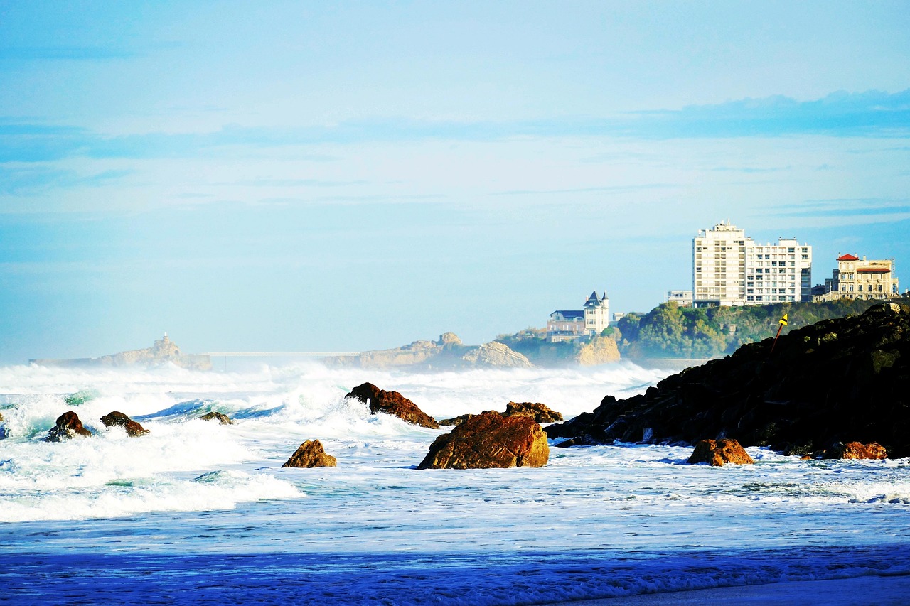 Biarritz lighthouse on the cliffs above the ocean