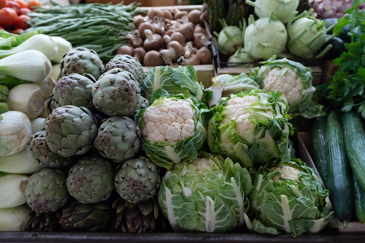 Local food market in Burgundy with cheeses and produce