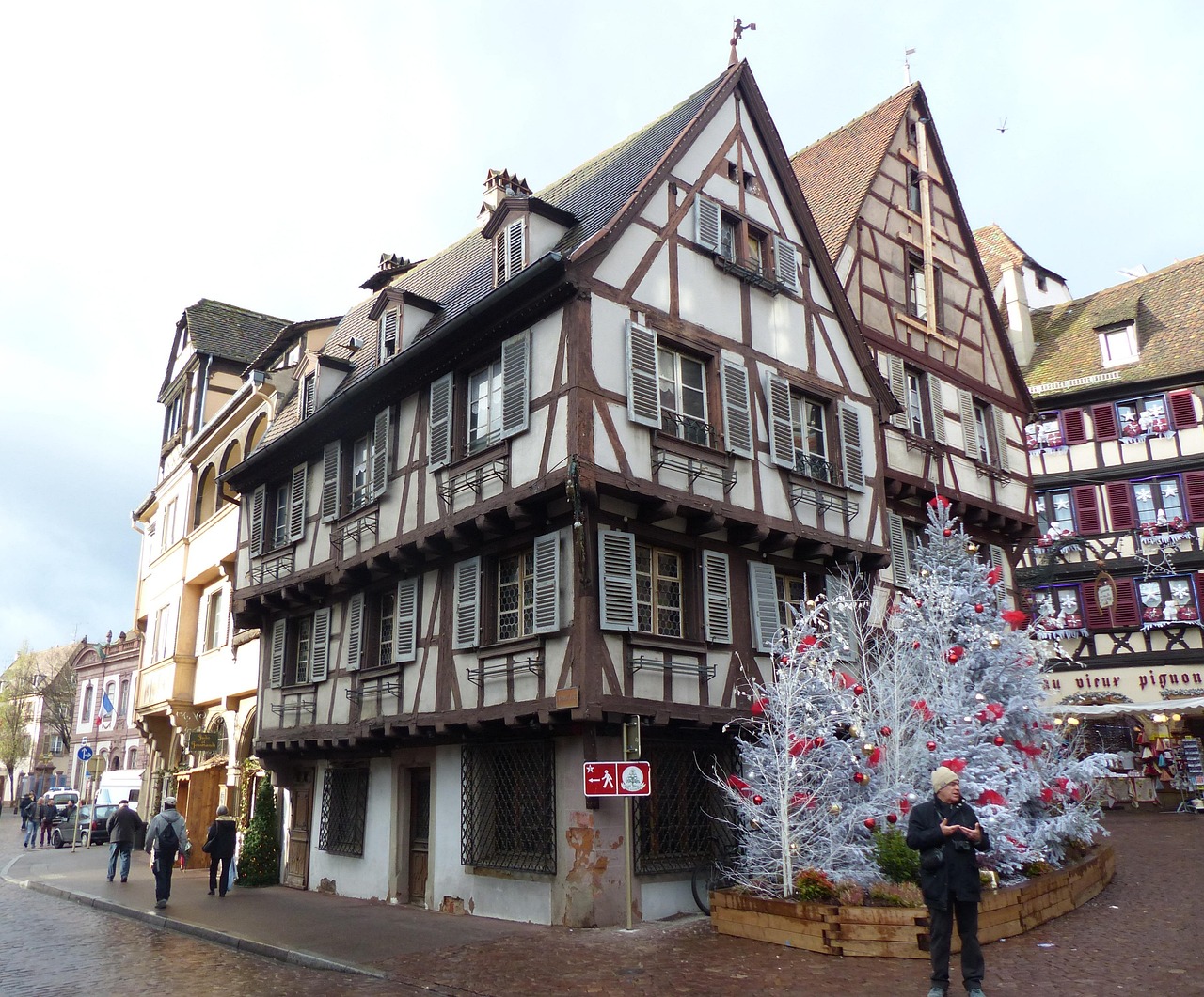Christmas market at night in Colmar