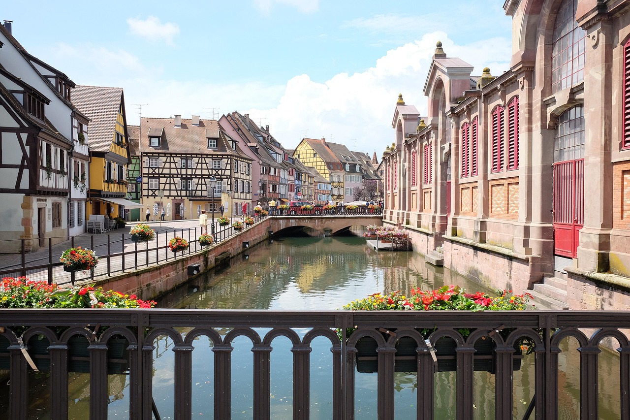 Historic old town of Colmar with half-timbered houses