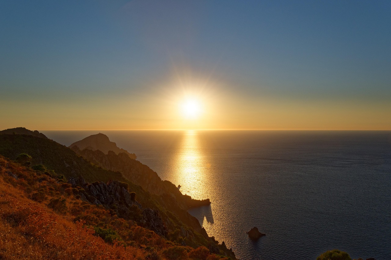 Calanques de Piana red cliffs and sea in Corsica
