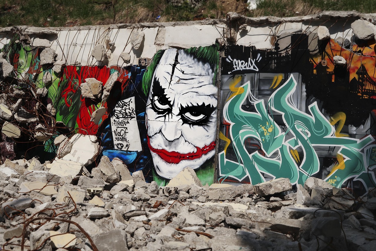 Colorful street art mural in Grenoble