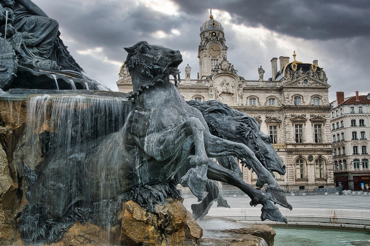 Place des Terreaux and Bartholdi Fountain in Lyon