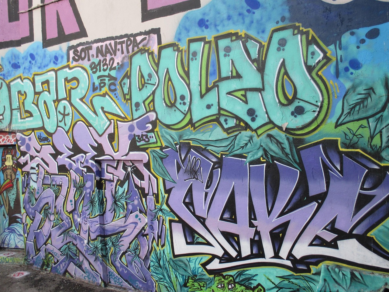 Colorful street art mural in Marseille