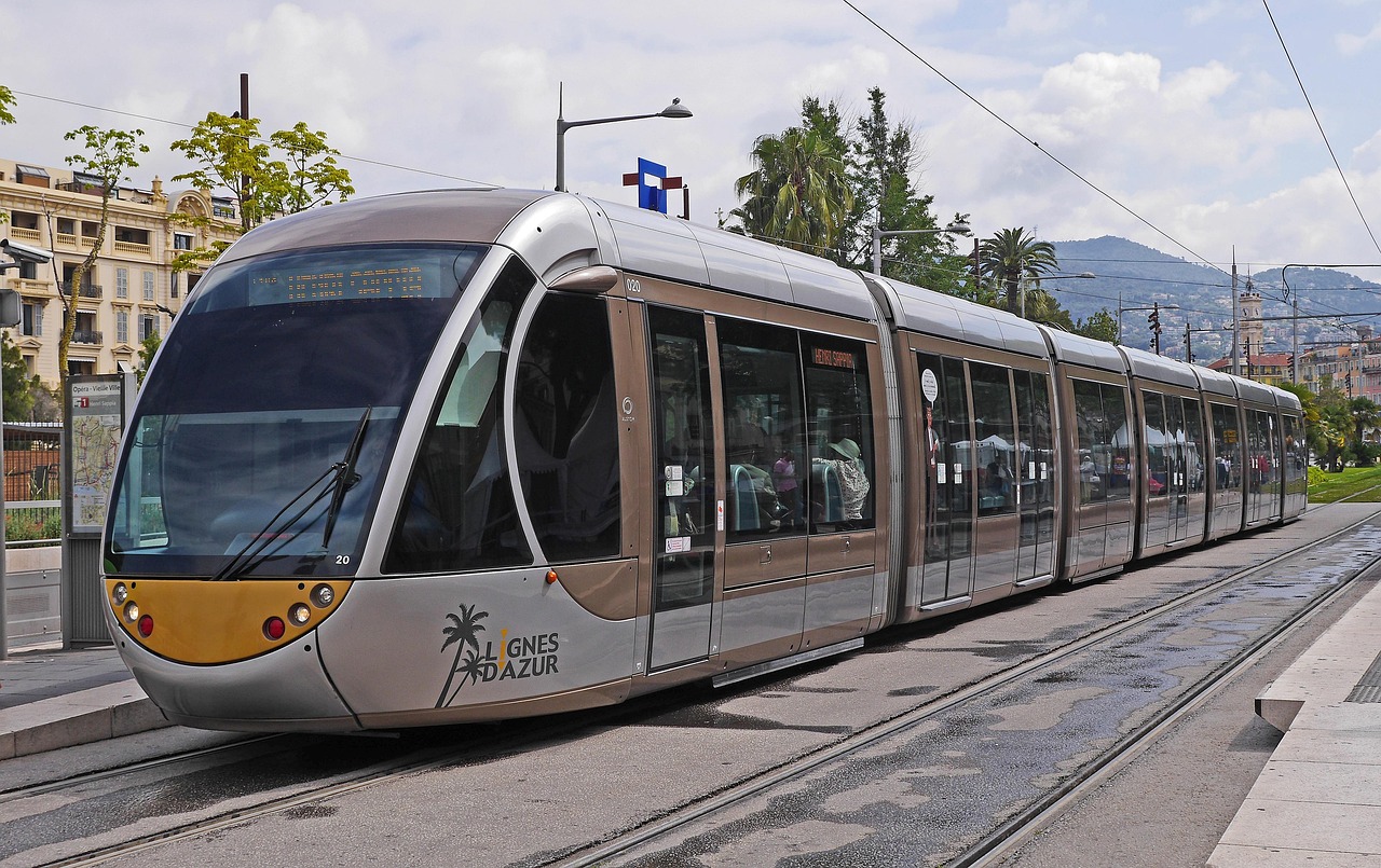 Nice tram and city architecture