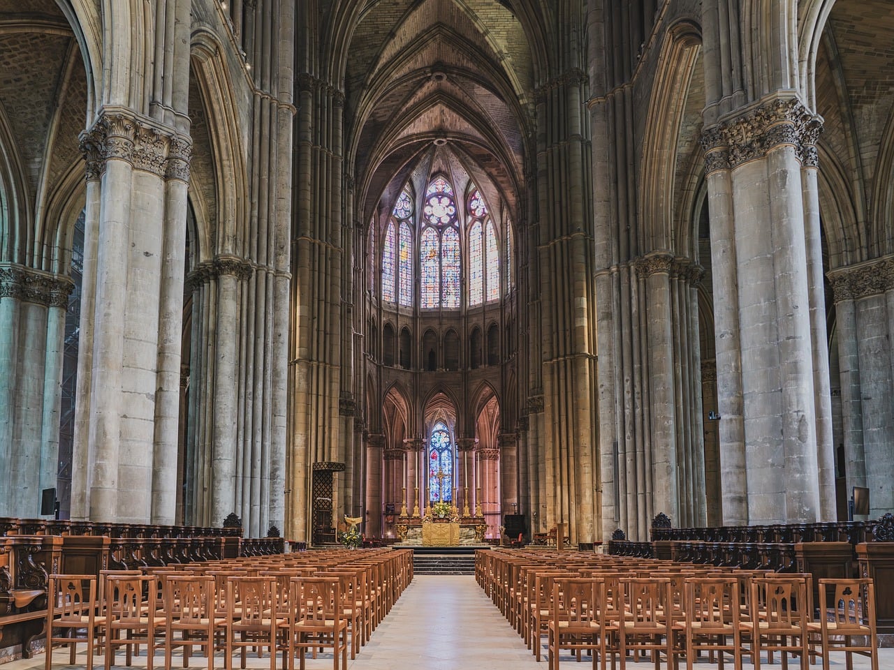 Interior nave of Reims Cathedral