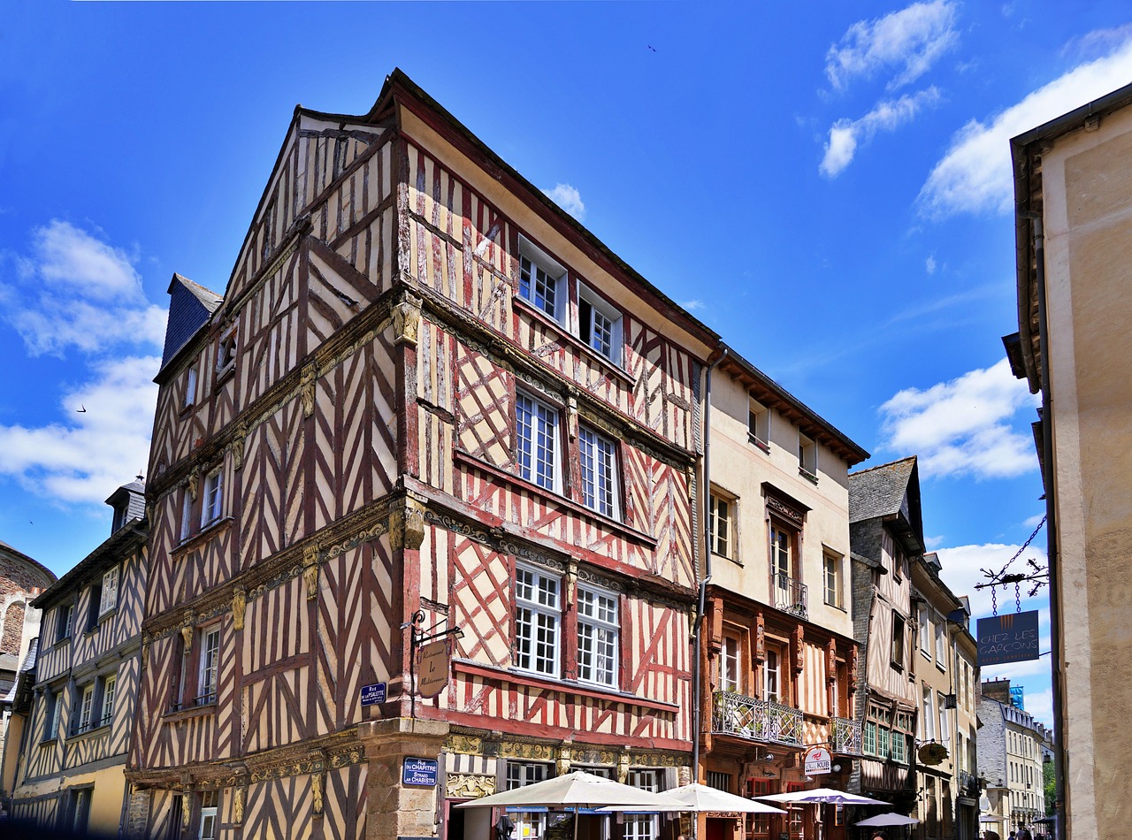 Half-timbered houses in Rennes historic center