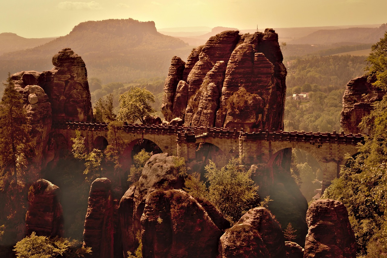 Morning view from Bastei Bridge for a 1 day itinerary