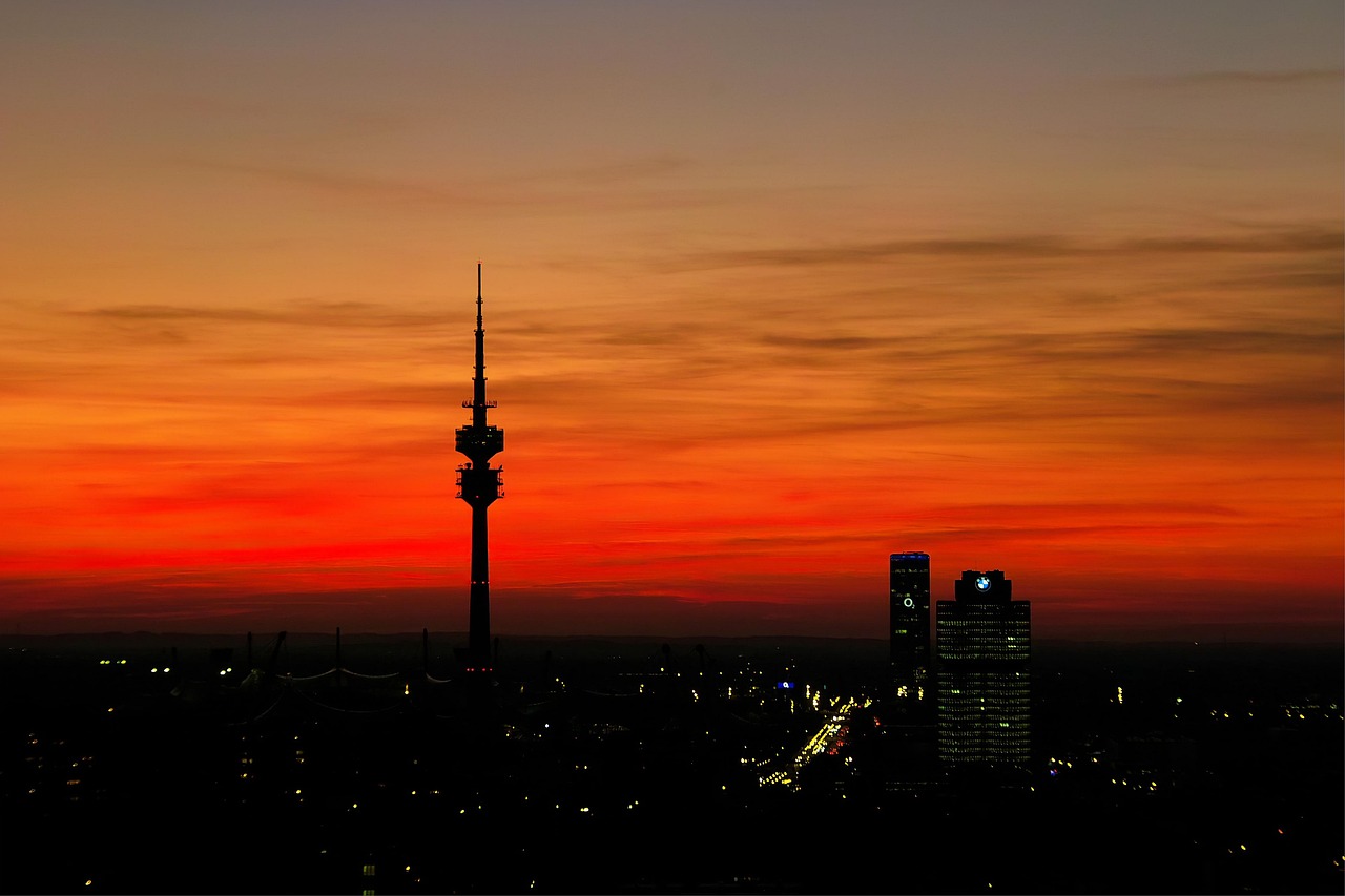 Panoramic view of Munich skyline in Bavaria