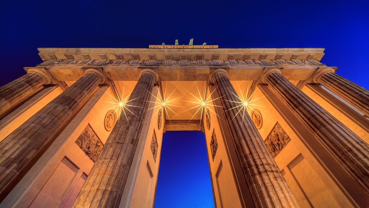 Brandenburg Gate at sunset golden hour