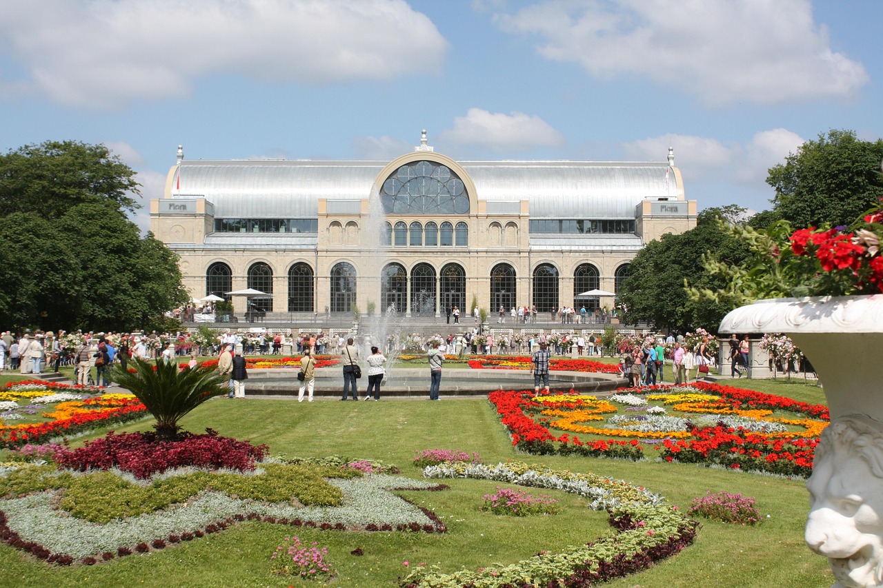 Flora and Botanical Garden in Cologne with greenhouse
