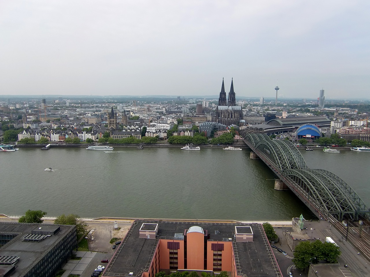 View from Hohenzollern Bridge towards Cologne Cathedral