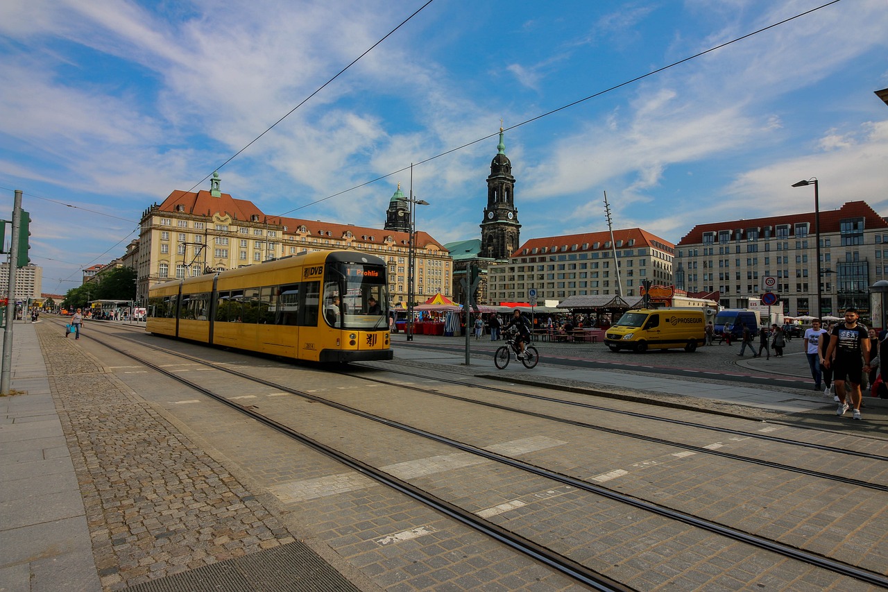 Dresden tram in city center
