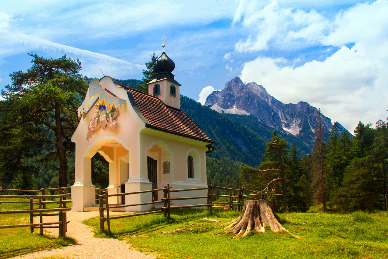 Panoramic view over Mittenwald and Karwendel mountains