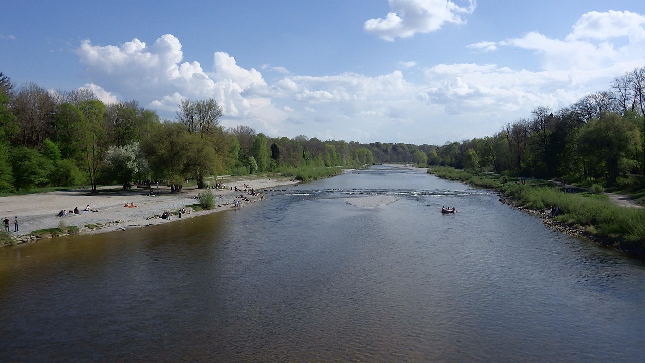 Isar River banks in Munich