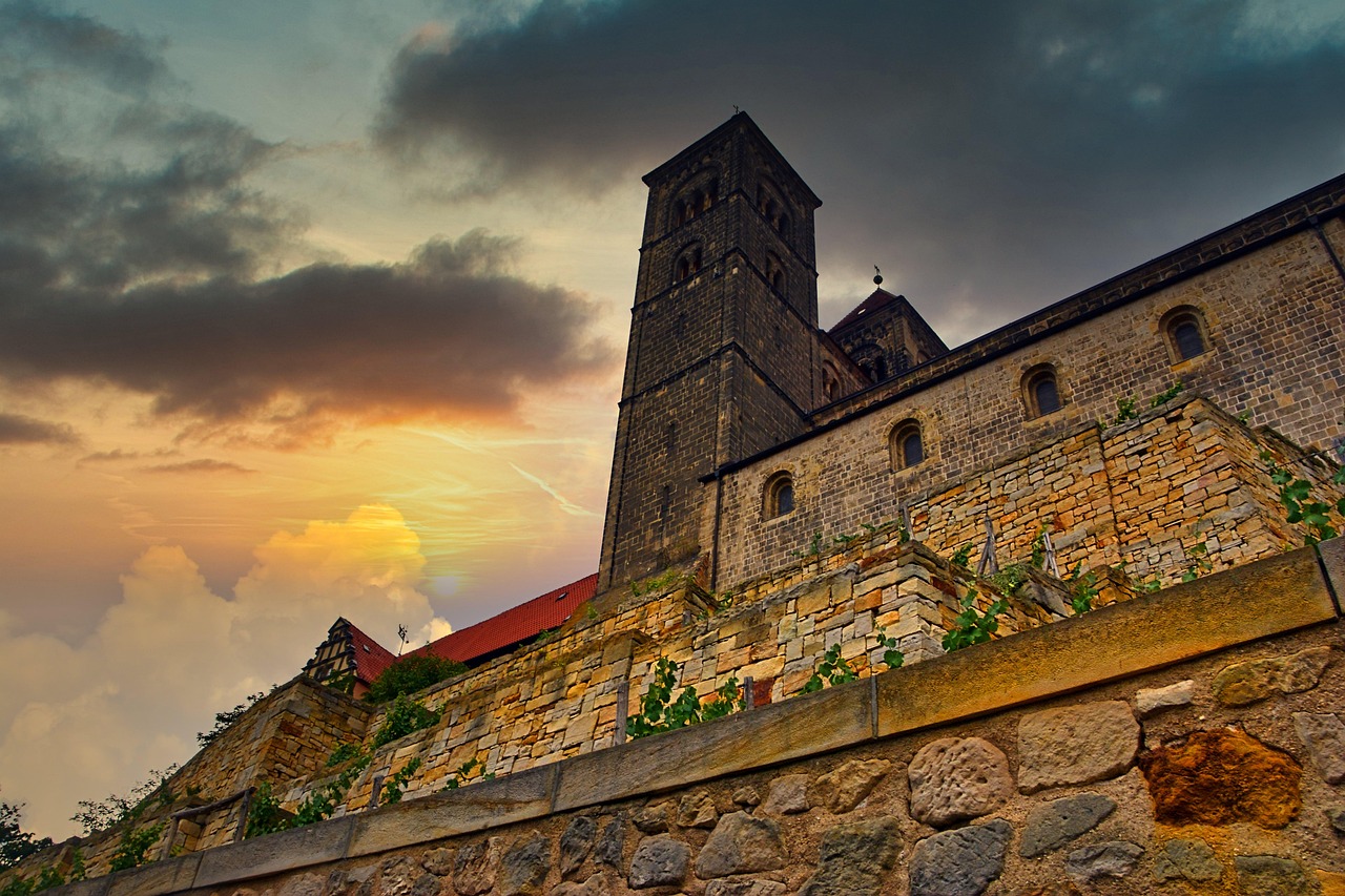Quedlinburg castle on Schlossberg overlooking the town