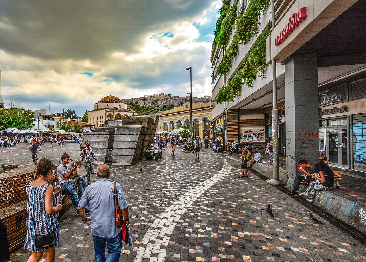 Monastiraki Square with Acropolis view in Athens
