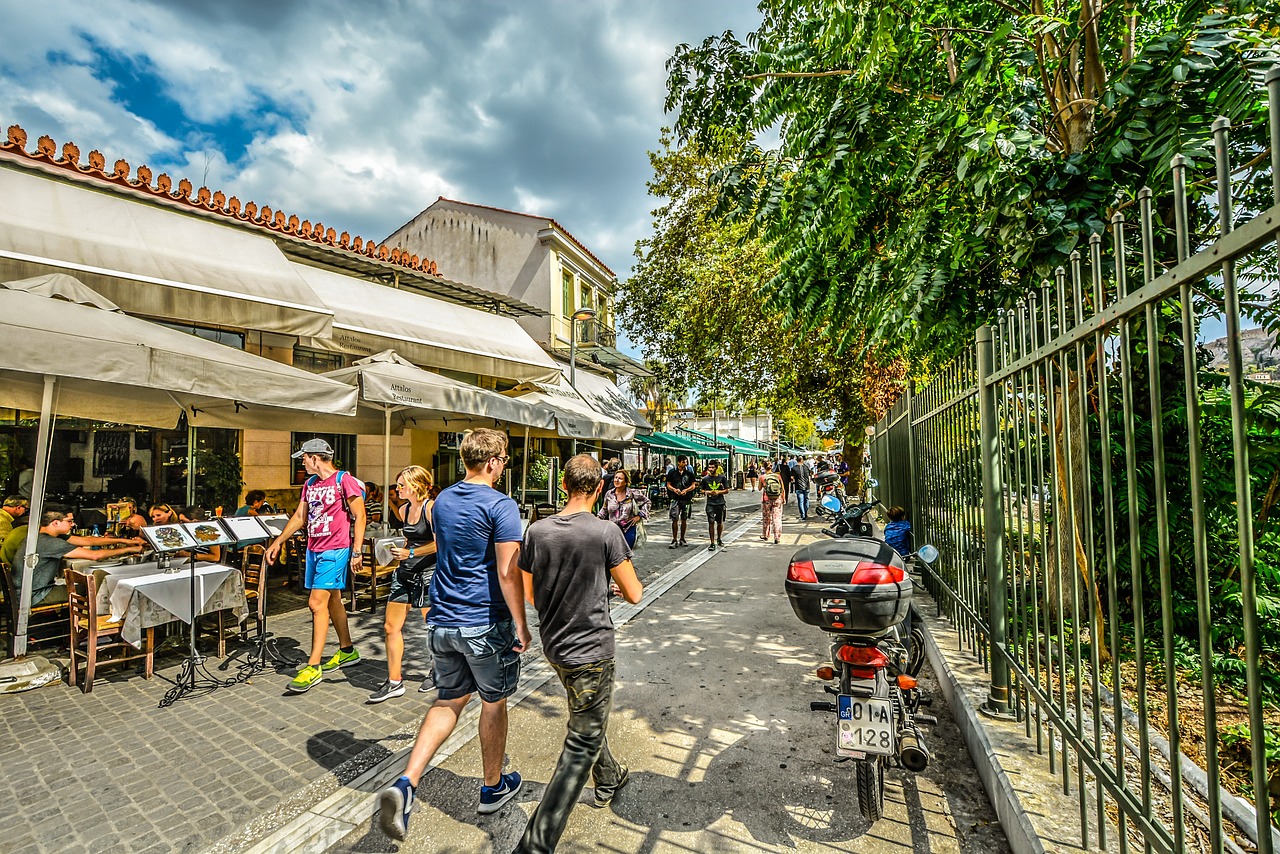 Colorful Plaka neighborhood streets in Athens