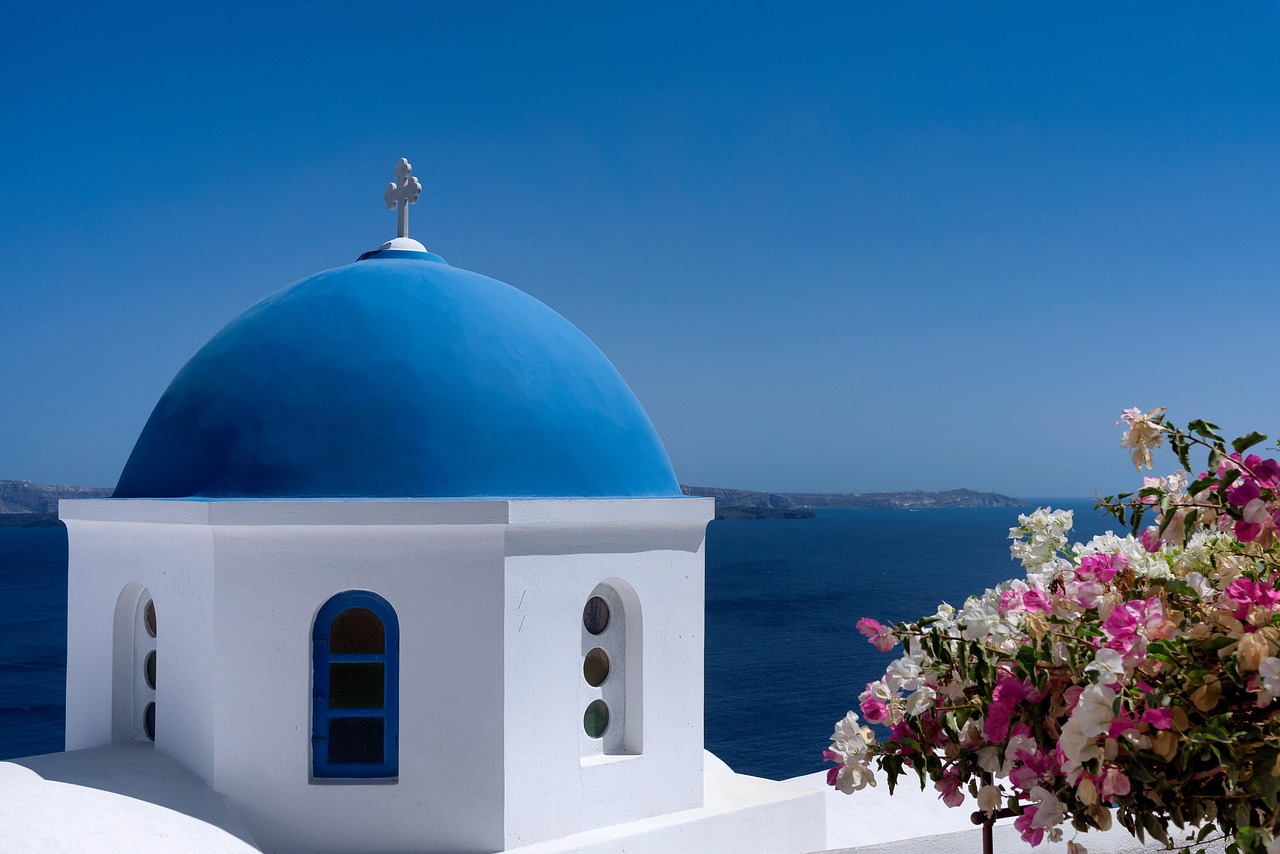 Santorini caldera edge architecture