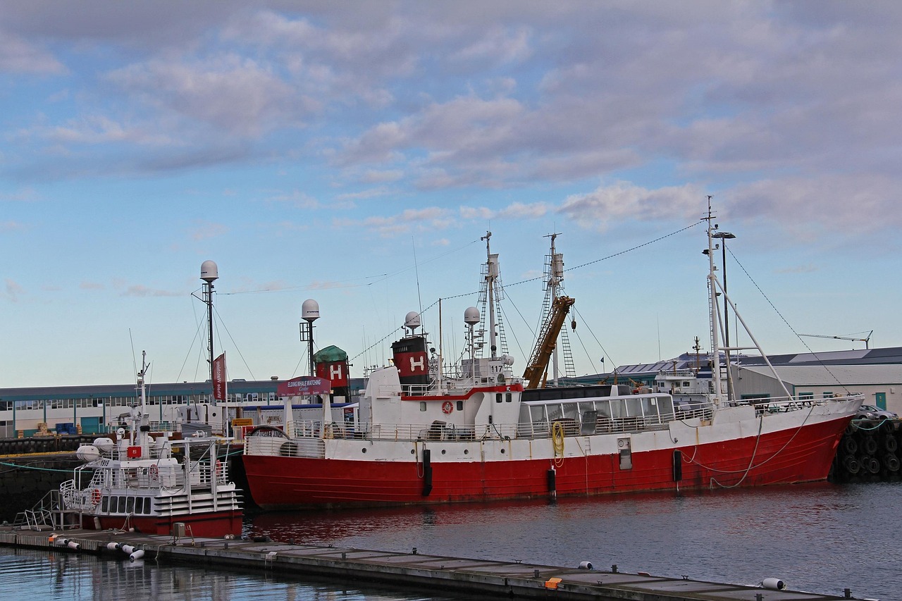 Colorful buildings and boats in Reykjavik Old Harbor