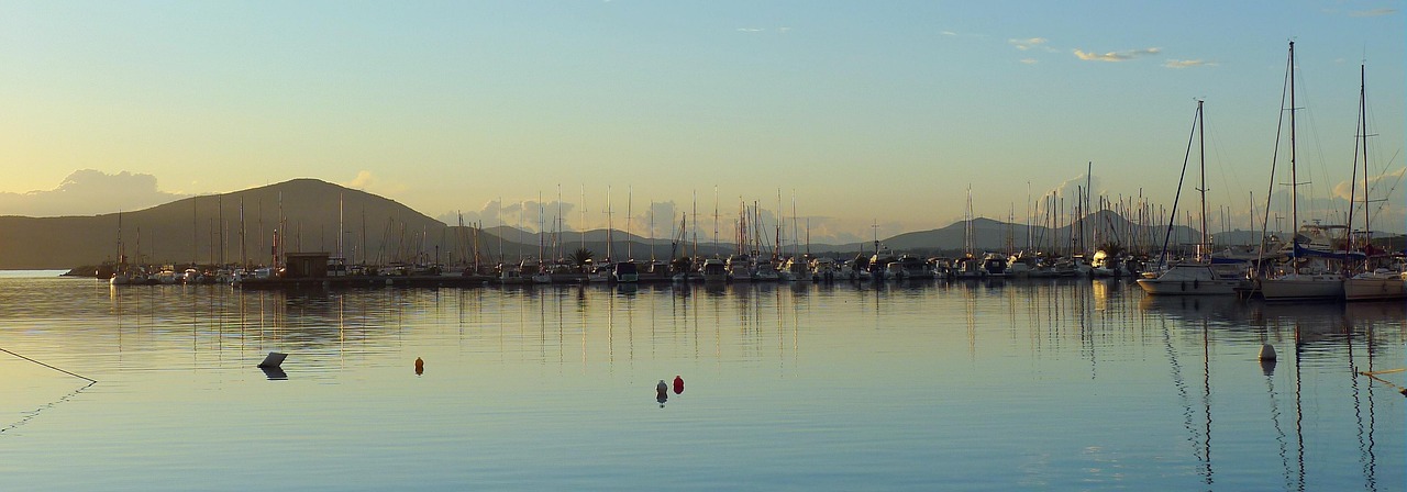 Panoramic sunset view over Alghero and the sea