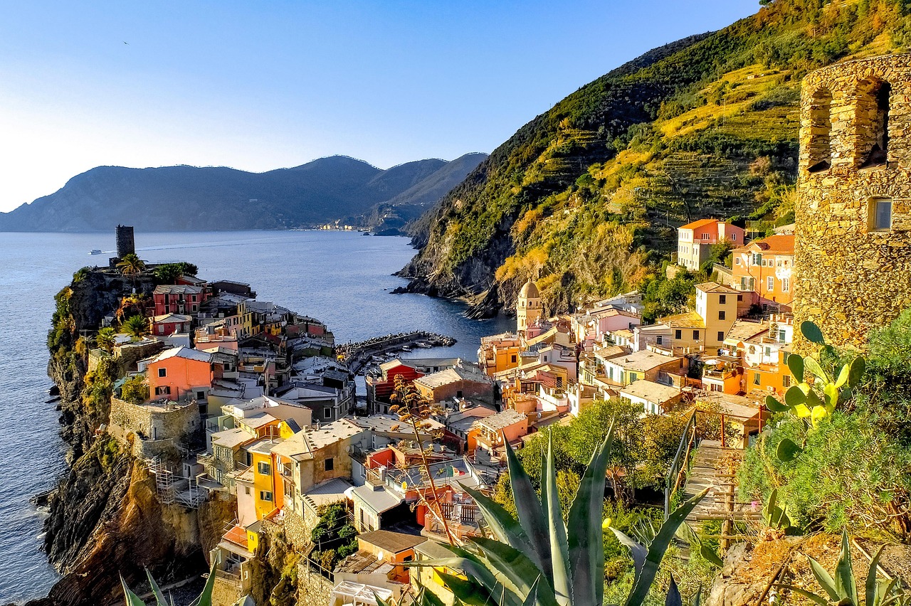 Vernazza harbor and colorful village