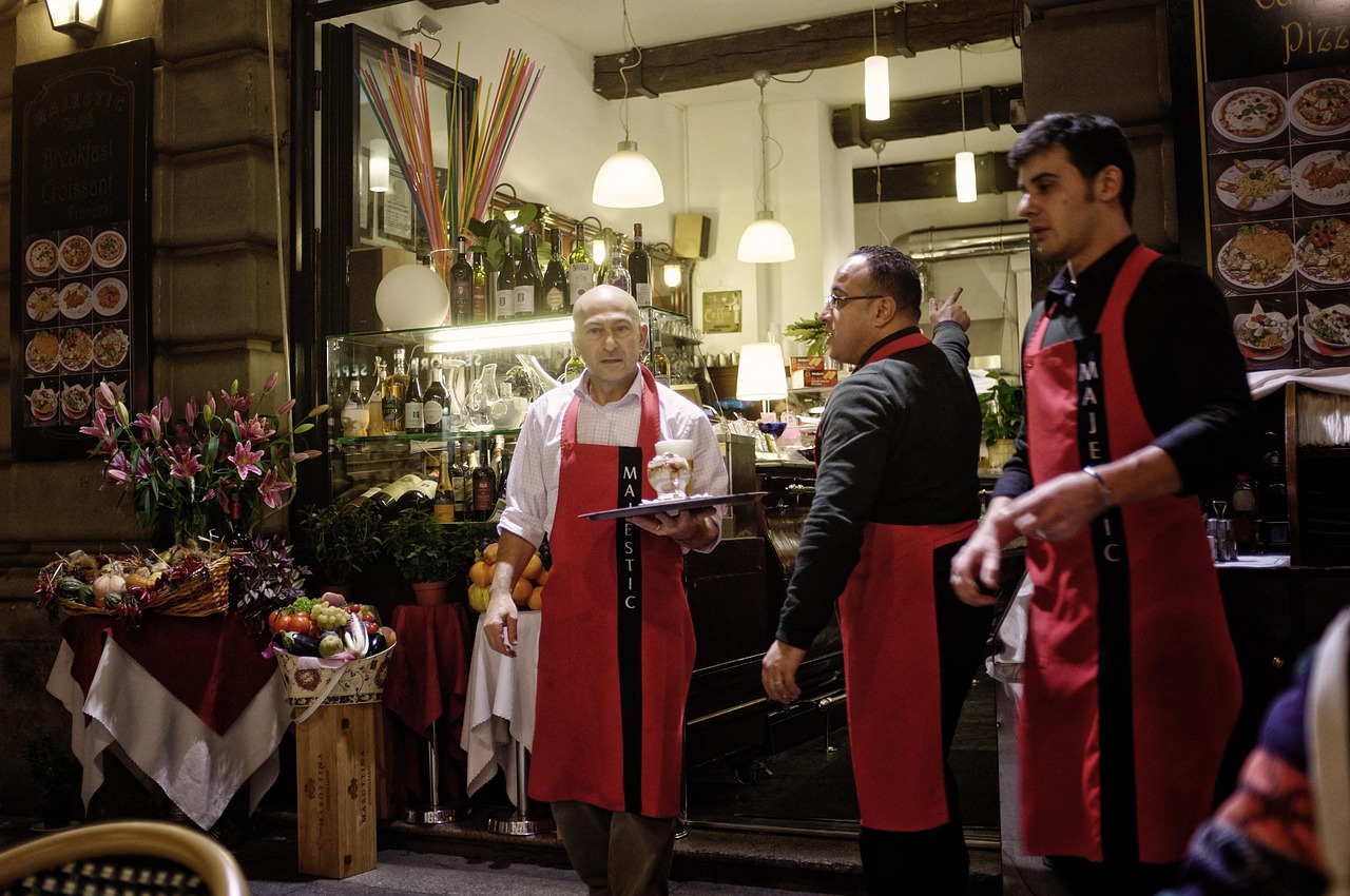 Street cafe in Milan with locals