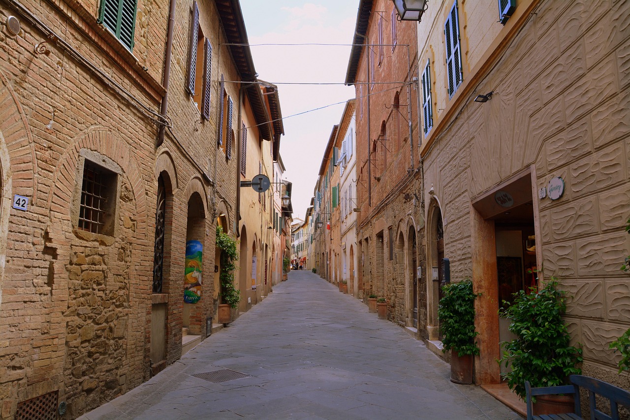 Narrow cobbled streets in Montalcino historic center