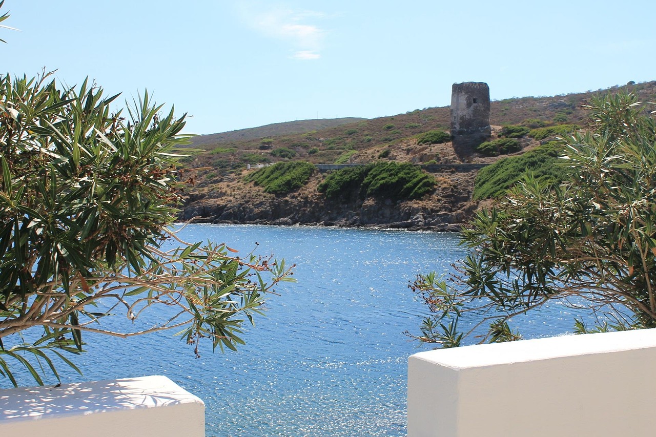 Asinara island coastline with wild landscape and turquoise water