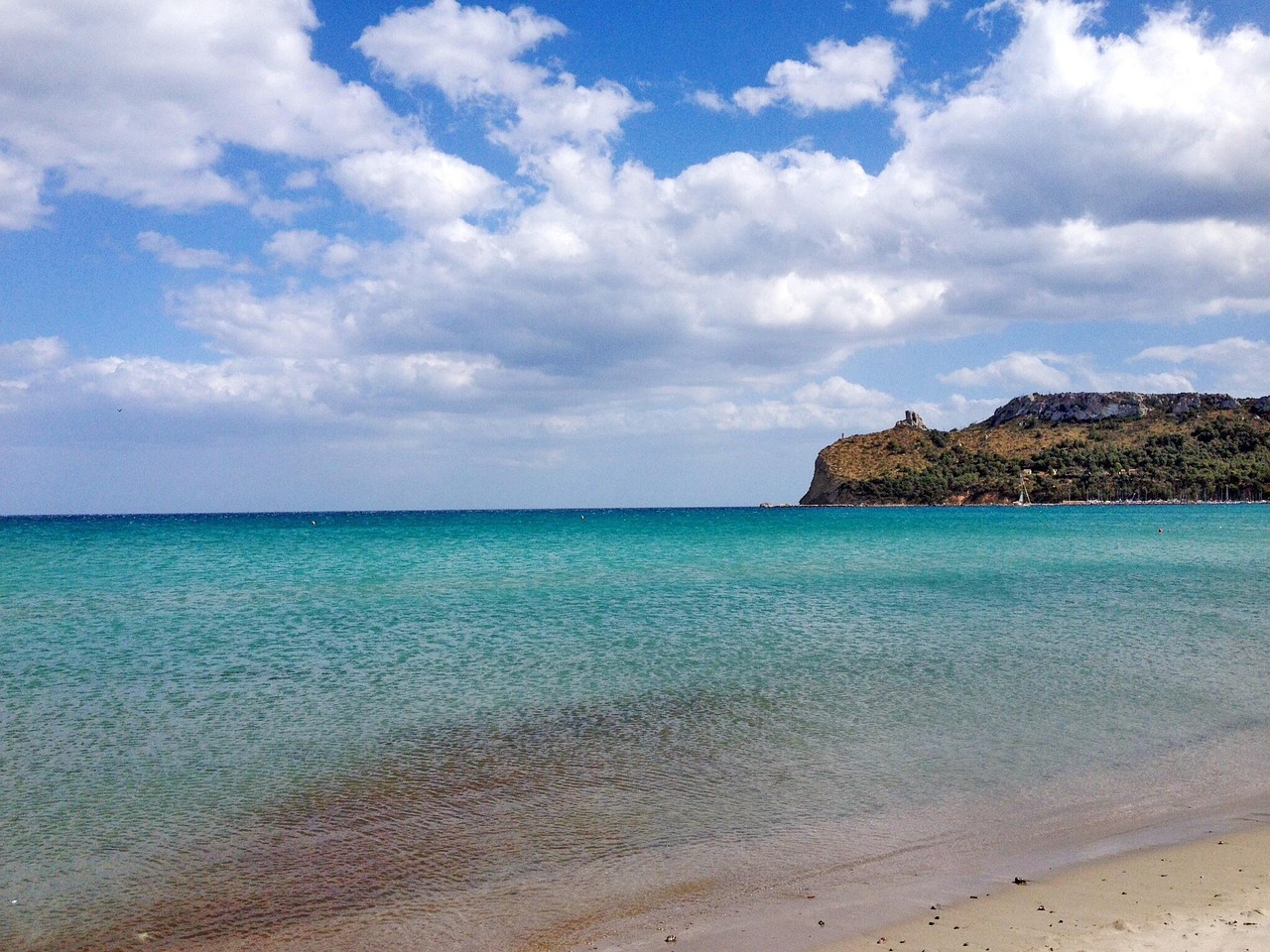 Poetto beach near Cagliari with long sandy shoreline