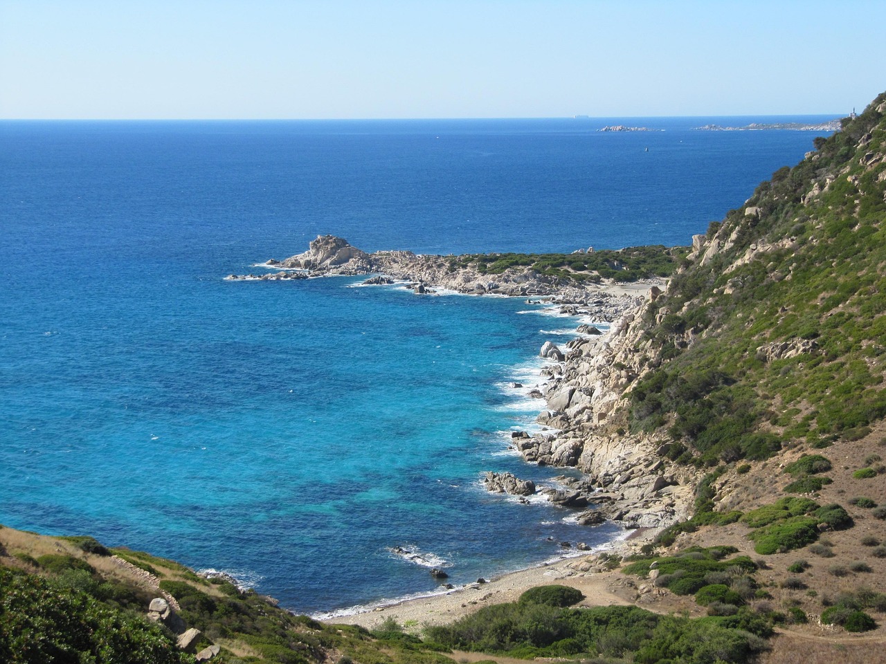 Villasimius coastline with sandy beaches and turquoise sea