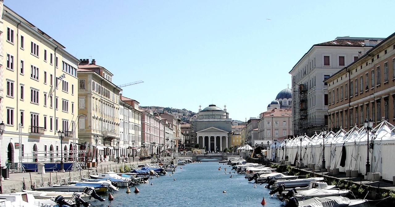 Canal Grande in Trieste at dusk